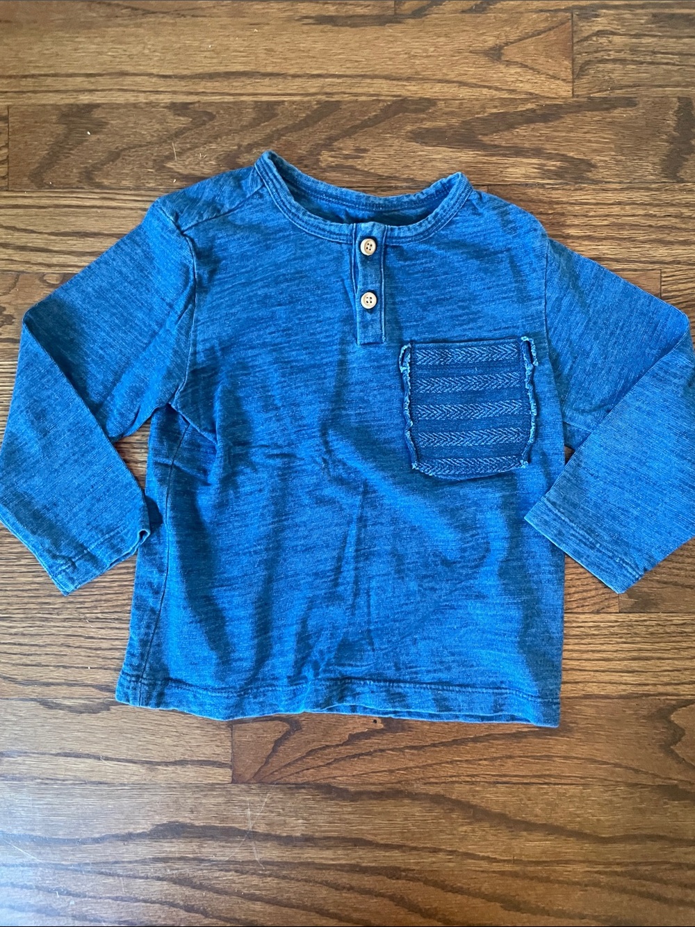 art class Blue Long Sleeve Henley Top with Contrast Pocket